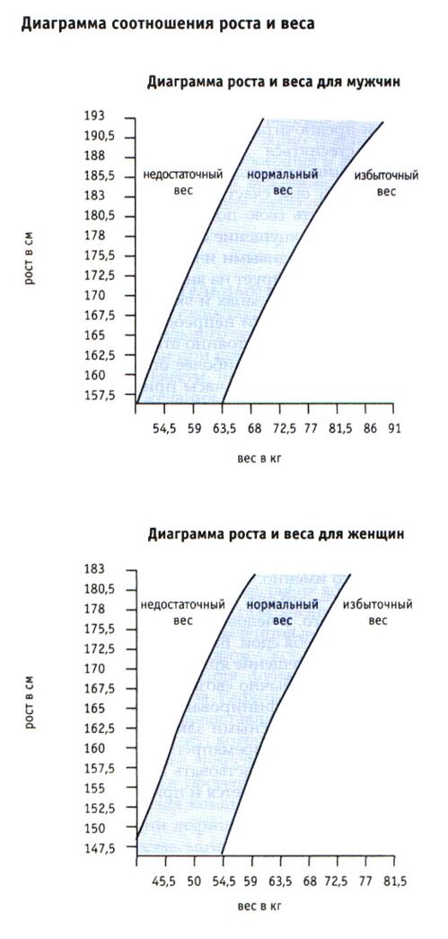 Диаграмма соотношения роста и веса Диаграмма соотношения роста и веса
